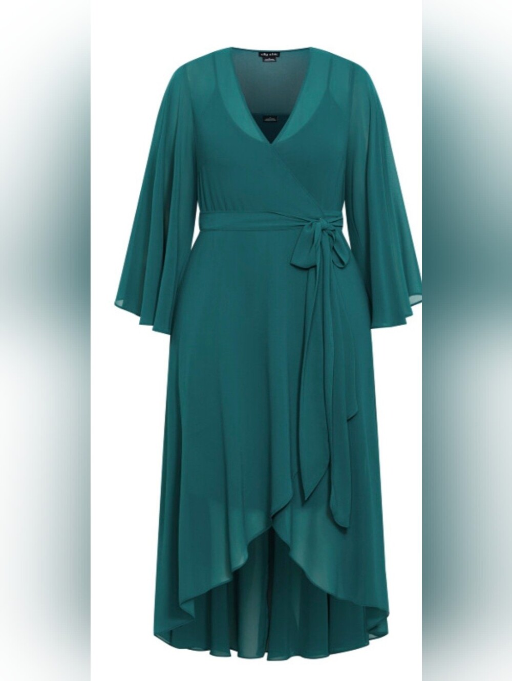 City Chic Fleetwood Maxi High-Low Wrap Dress Alpine Green Size L/US20 - Picture 4 of 14